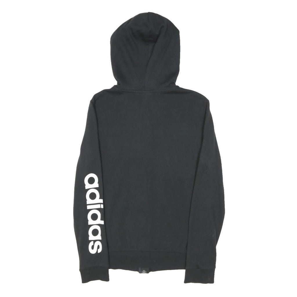 ADIDAS Womens Black Hoodie UK 6 Cotton Blend Full Zip Sportswear
