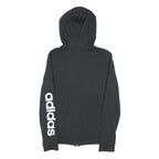 ADIDAS Womens Black Hoodie UK 6 Cotton Blend Full Zip Sportswear