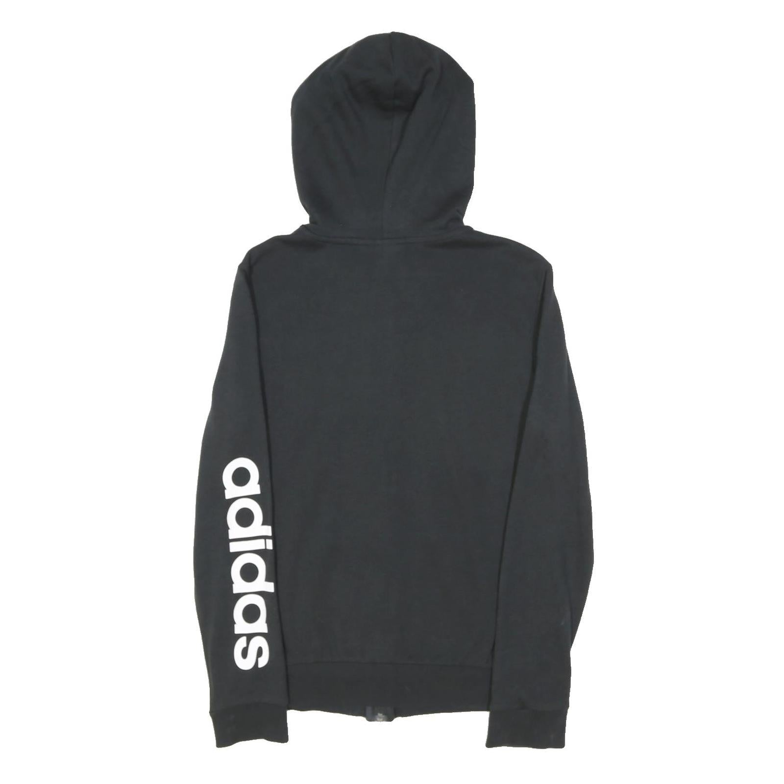 ADIDAS Womens Black Hoodie UK 6 Cotton Blend Full Zip Sportswear