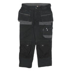 DICKIES Mens Cotton Blend Black Grey Relaxed Cargo Trousers W36 L27 Workwear