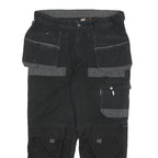 DICKIES Mens Cotton Blend Black Grey Relaxed Cargo Trousers W36 L27 Workwear