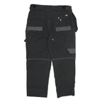 DICKIES Mens Cotton Blend Black Grey Relaxed Cargo Trousers W36 L27 Workwear