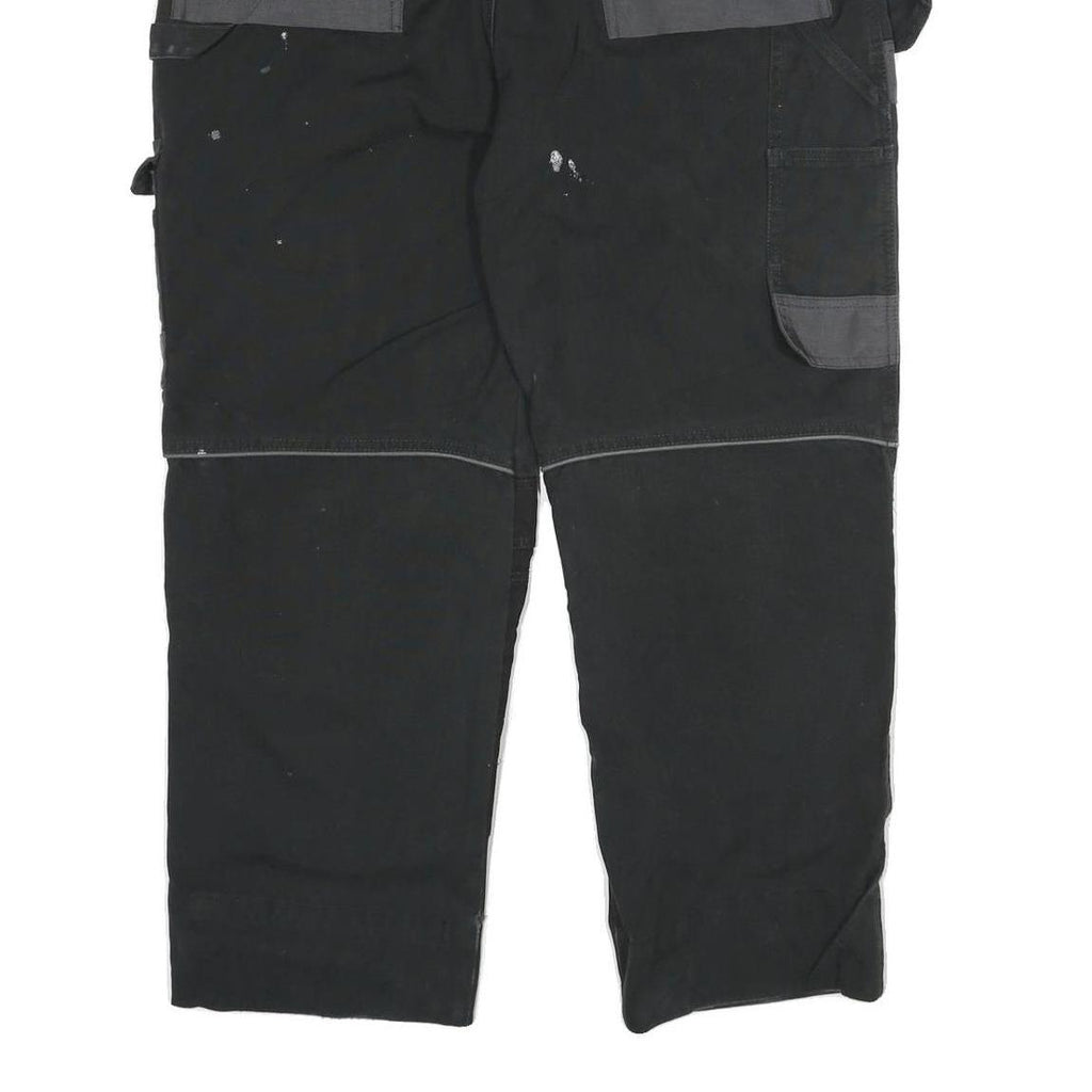 DICKIES Mens Cotton Blend Black Grey Relaxed Cargo Trousers W36 L27 Workwear