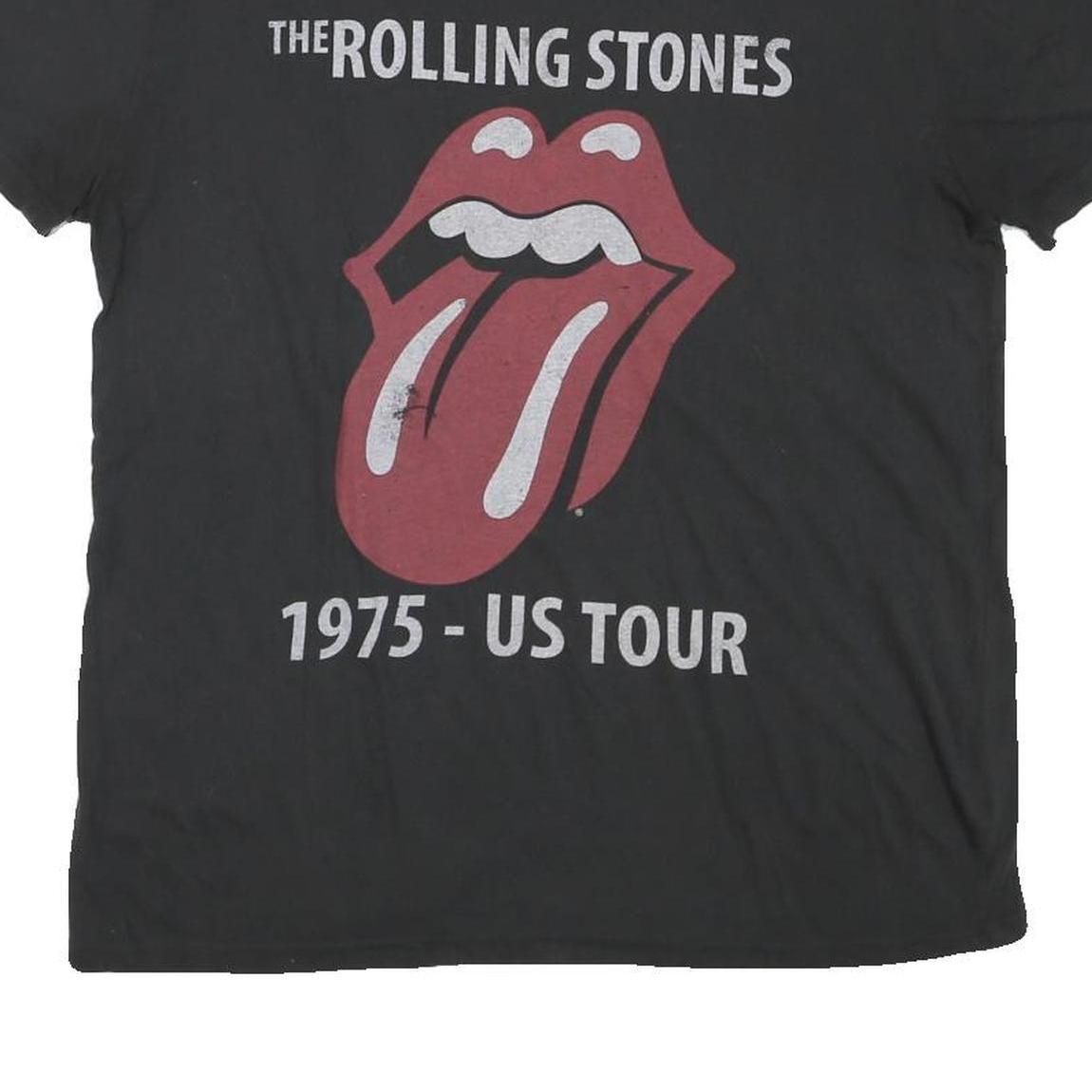 THE ROLLING STONES Womens Black 1975 US Tour Graphic T-Shirt L Short Sleeve Crew