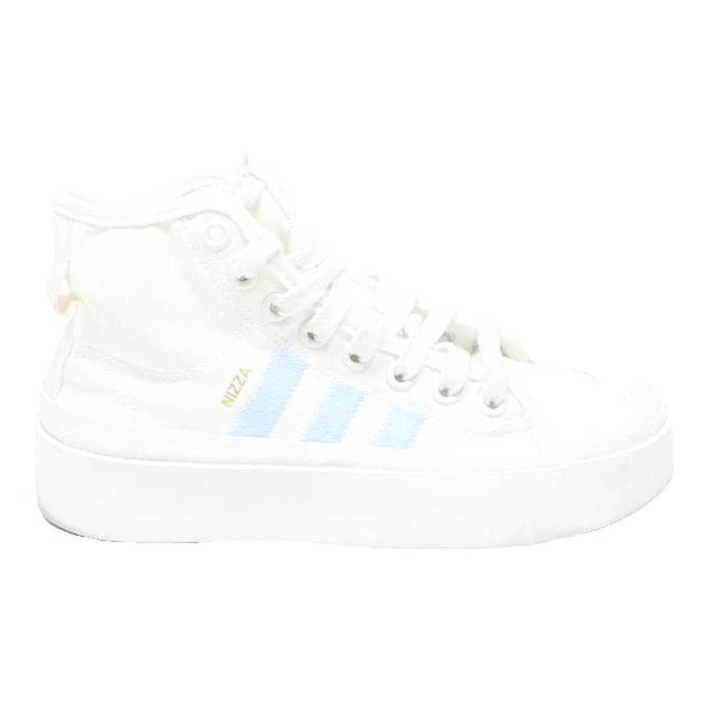 ADIDAS Nizza Platform Womens High Top Trainers White & Light Blue Canvas UK 3.5
