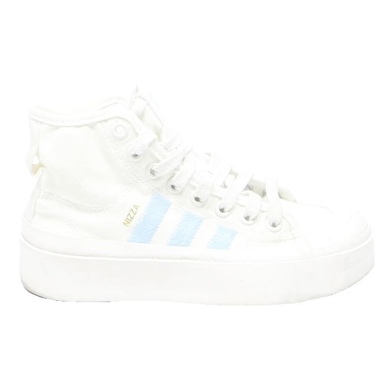 ADIDAS Nizza Platform Womens High Top Trainers White & Light Blue Canvas UK 3.5