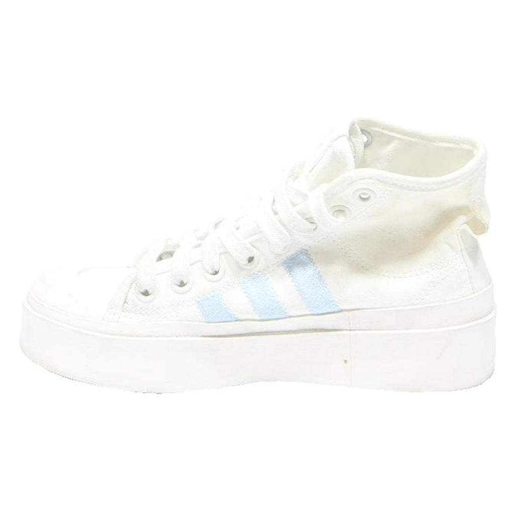 ADIDAS Nizza Platform Womens High Top Trainers White & Light Blue Canvas UK 3.5