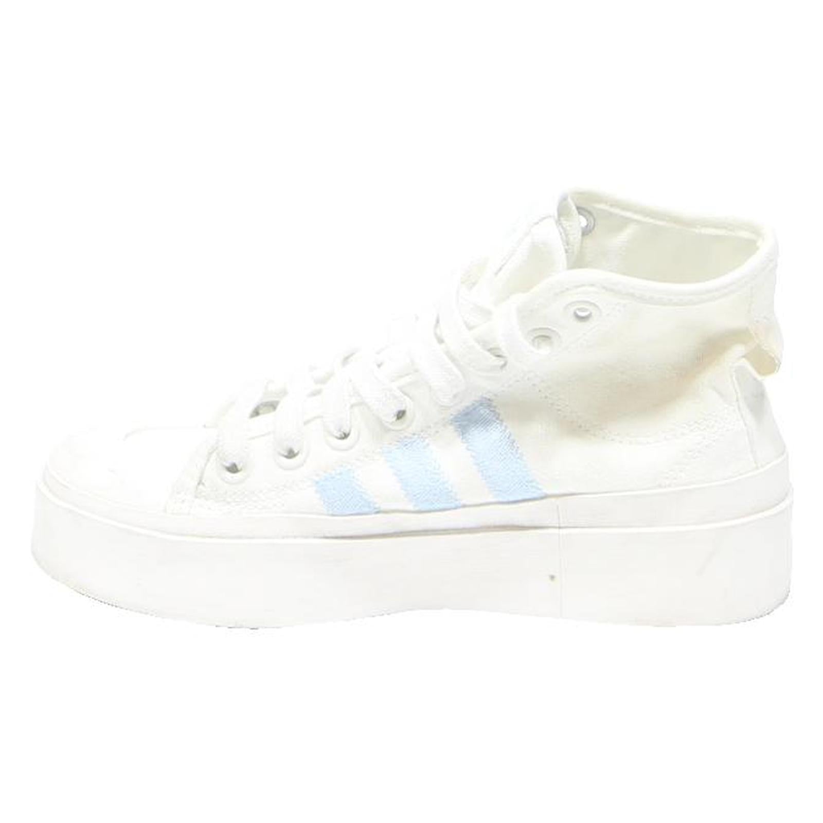 ADIDAS Nizza Platform Womens High Top Trainers White & Light Blue Canvas UK 3.5