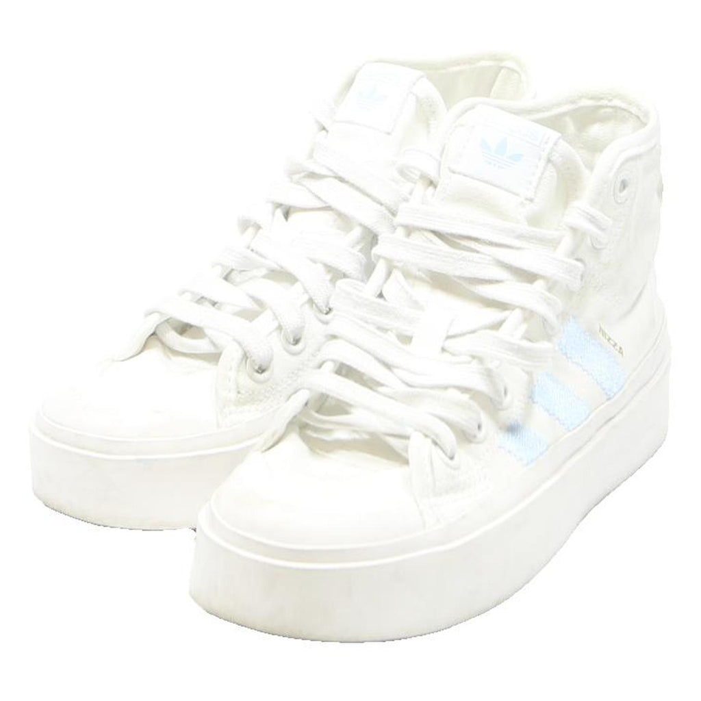 ADIDAS Nizza Platform Womens High Top Trainers White & Light Blue Canvas UK 3.5