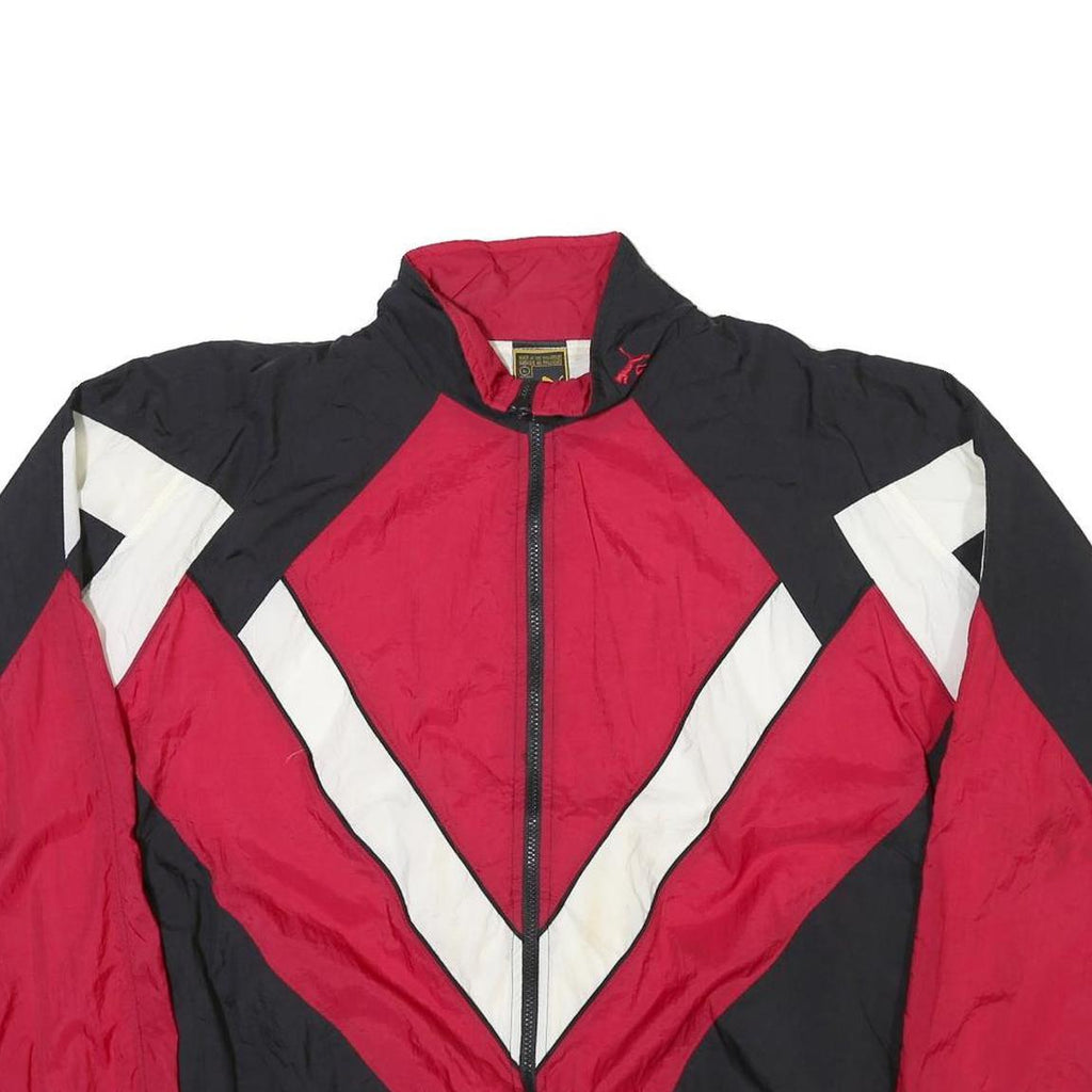 PUMA Mens Black & Red Polyester Blend Zip Jacket L Colourblock Casual Sportswear