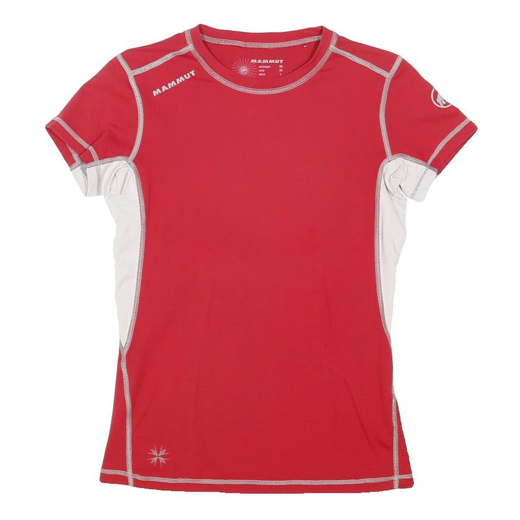MAMMUT Womens Red & White Modern T-Shirt M Short Sleeve Crew Neck Technical