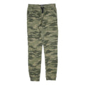 SKATE NATION Mens Cotton Blend Green Camouflage Slim Drawstring Trousers W32 L32