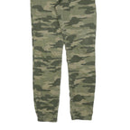 SKATE NATION Mens Cotton Blend Green Camouflage Slim Drawstring Trousers W32 L32