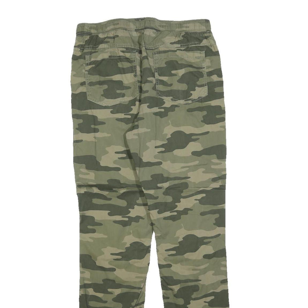 SKATE NATION Mens Cotton Blend Green Camouflage Slim Drawstring Trousers W32 L32