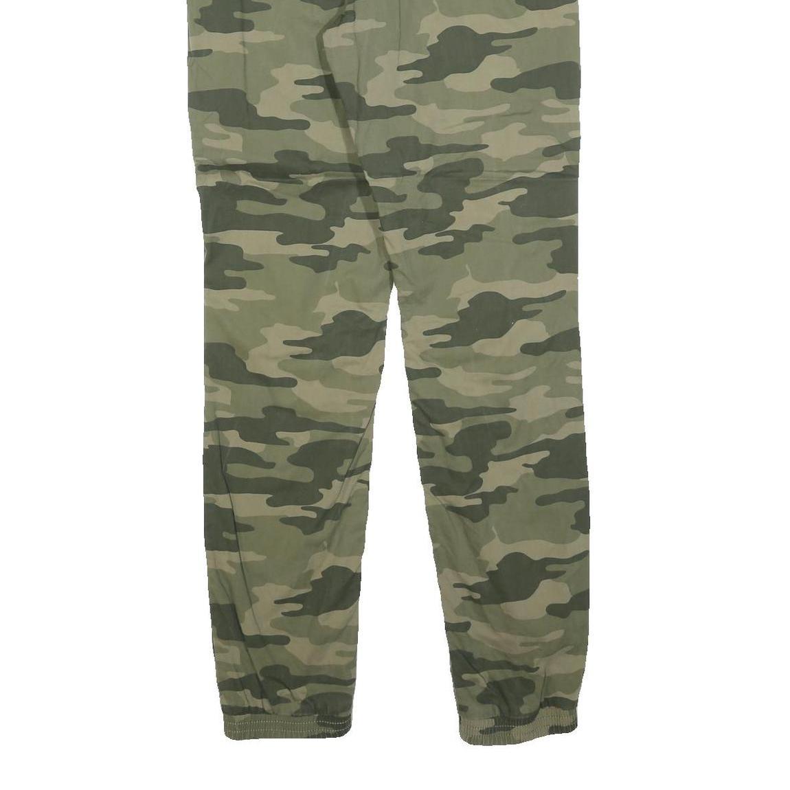 SKATE NATION Mens Cotton Blend Green Camouflage Slim Drawstring Trousers W32 L32