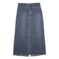 Womens Blue Denim Straight Midi Skirt Cotton Blend Button Closure M Casual