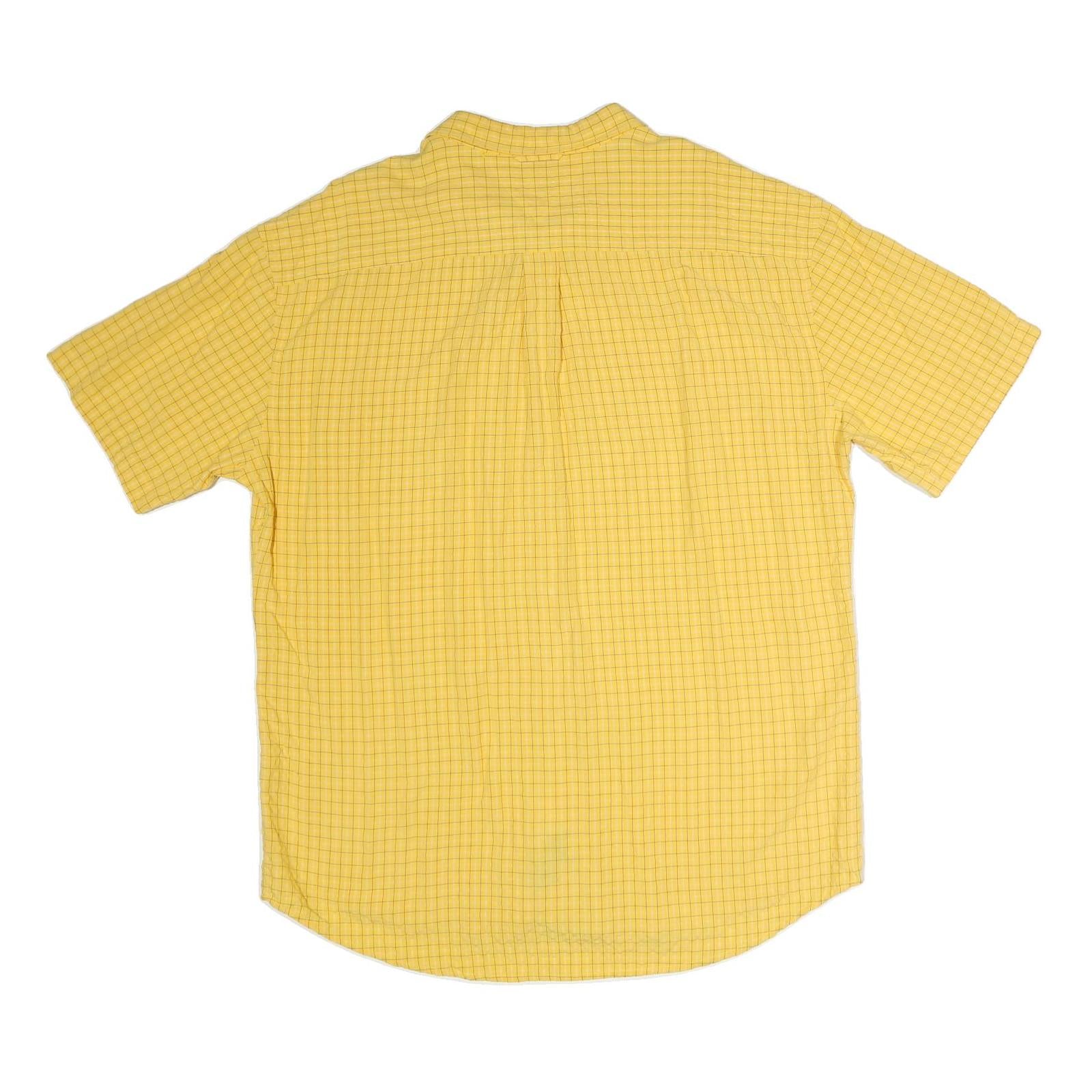 TOMMY HILFIGER Mens Yellow Check Shirt 2XL Short Sleeve Cotton Casual