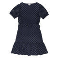 WAREHOUSE Womens Navy Blue & Cream Polka Dot Day Cotton Blend Dress UK 10 Belted
