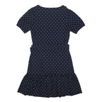 WAREHOUSE Womens Navy Blue & Cream Polka Dot Day Cotton Blend Dress UK 10 Belted