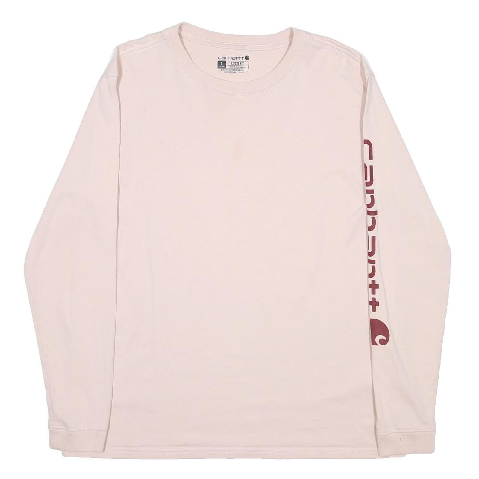 CARHARTT Womens Cream Long Sleeve T-Shirt Crew Neck Logo Sleeve Print L