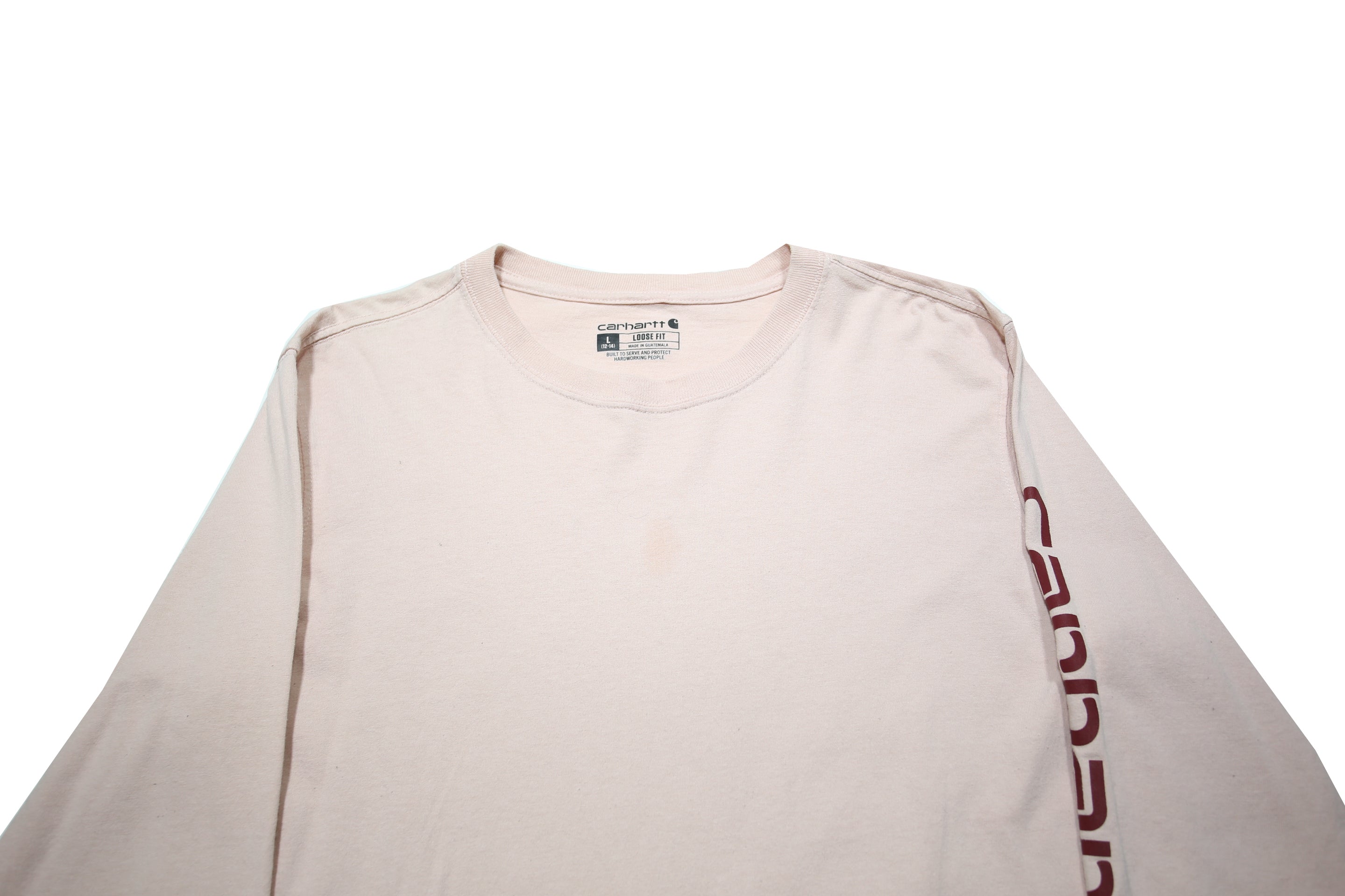 CARHARTT Womens Cream Long Sleeve T-Shirt Crew Neck Logo Sleeve Print L