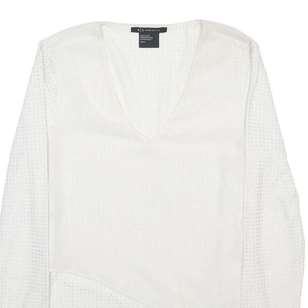 ARMANI EXCHANGE Womens White Textured Top Long Sleeve V-Neck S Fashion