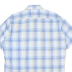 BOSS Mens Blue & Cream Check Shirt L Button Down Collar Casual Cotton Blend