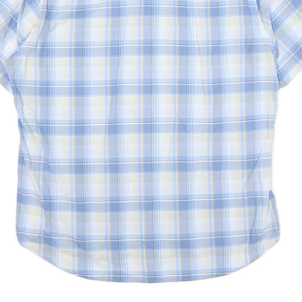 BOSS Mens Blue & Cream Check Shirt L Button Down Collar Casual Cotton Blend