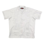COPACABANA Mens White Polyester Short Sleeve Shirt XL Button Front Embroidered