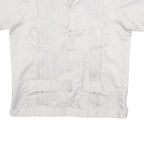 COPACABANA Mens White Polyester Short Sleeve Shirt XL Button Front Embroidered