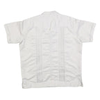 COPACABANA Mens White Polyester Short Sleeve Shirt XL Button Front Embroidered