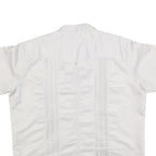 COPACABANA Mens White Polyester Short Sleeve Shirt XL Button Front Embroidered