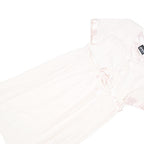 GOLIBEL Womens Cream & Pink Day Polyester Blend Midi Dress Size L Elegant Fit