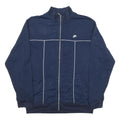 NIKE Mens Blue Polyester Blend Track Jacket L Zip Plain Sportswear Activewear