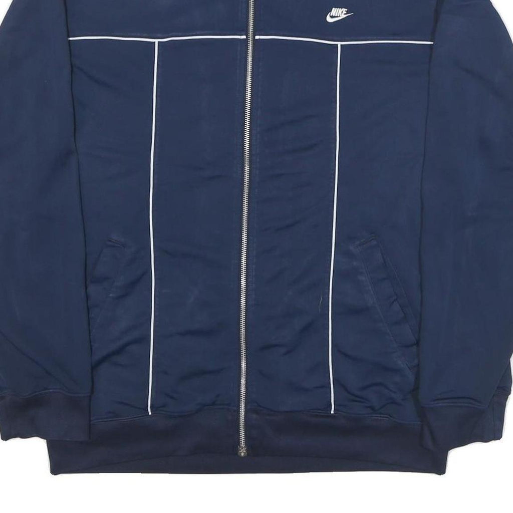 NIKE Mens Blue Polyester Blend Track Jacket L Zip Plain Sportswear Activewear