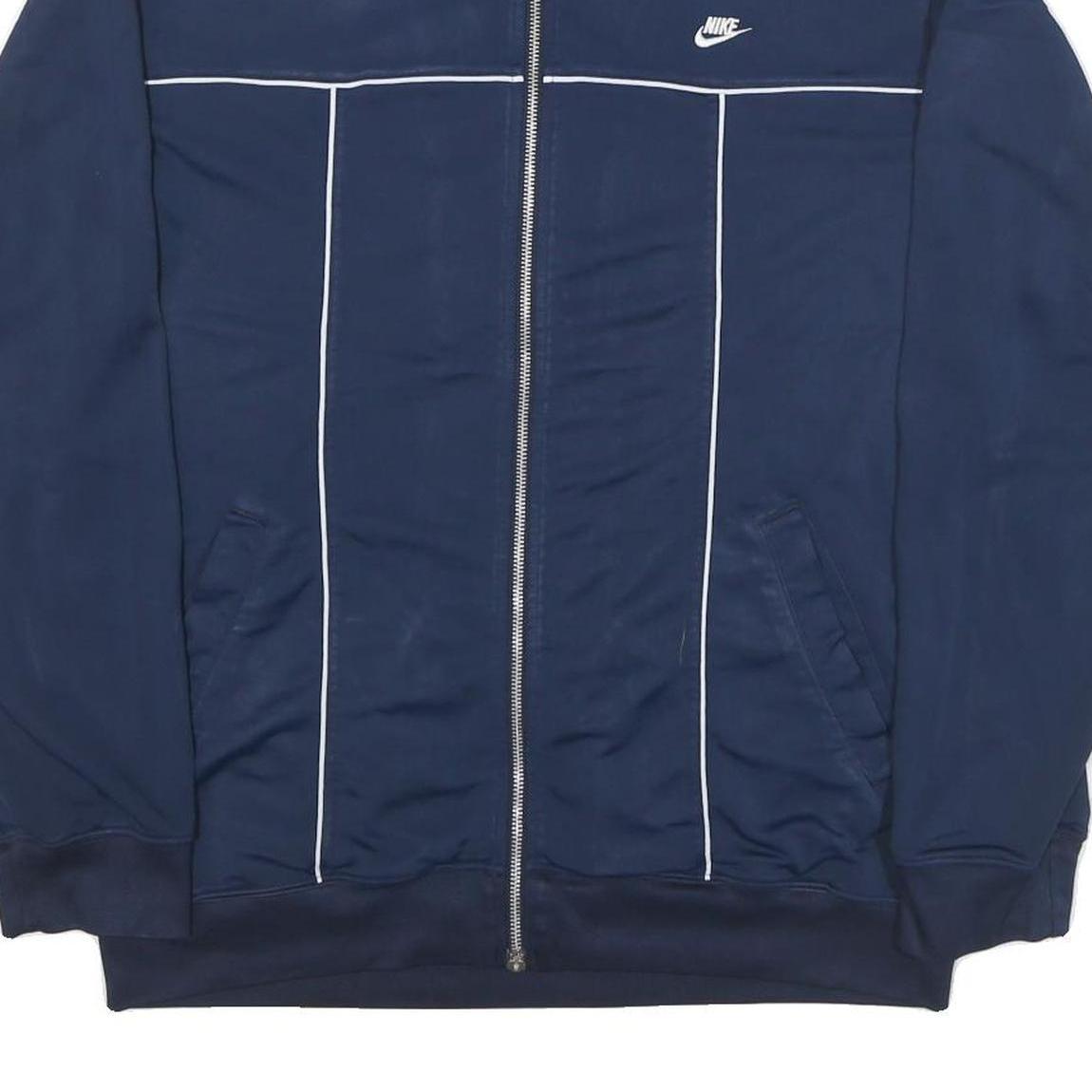 NIKE Mens Blue Polyester Blend Track Jacket L Zip Plain Sportswear Activewear