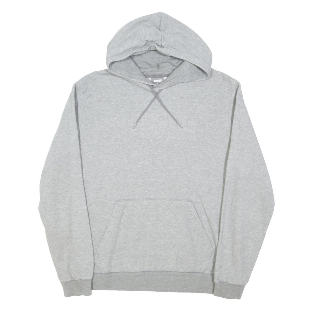 PUMA Mens Grey Hoodie L Cotton Blend Pullover Casual Lightweight
