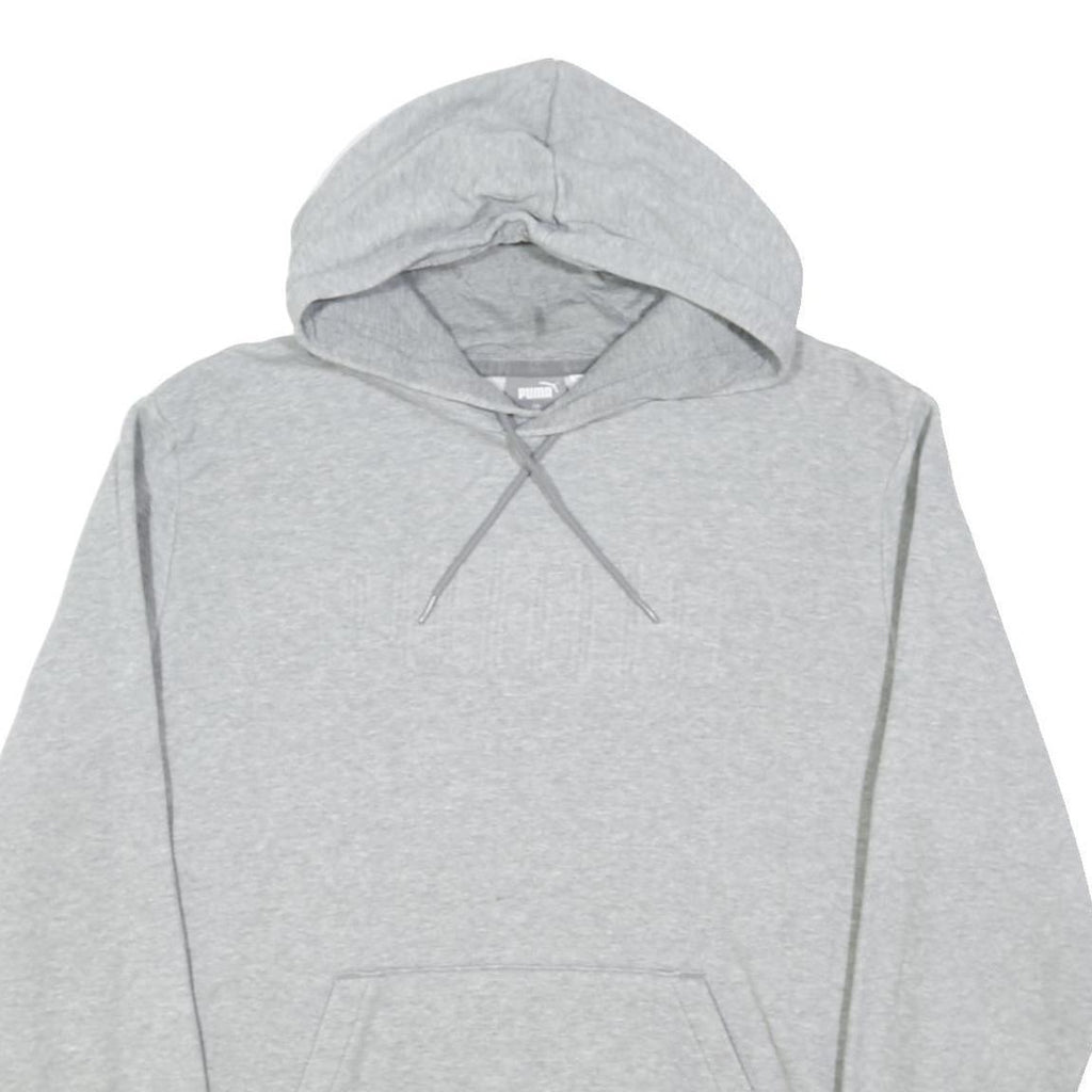 PUMA Mens Grey Hoodie L Cotton Blend Pullover Casual Lightweight