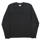 CHAMPION Mens Black Crew Neck L Sweatshirt Cotton Blend Pullover Logo