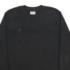 CHAMPION Mens Black Crew Neck L Sweatshirt Cotton Blend Pullover Logo