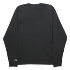 CHAMPION Mens Black Crew Neck L Sweatshirt Cotton Blend Pullover Logo
