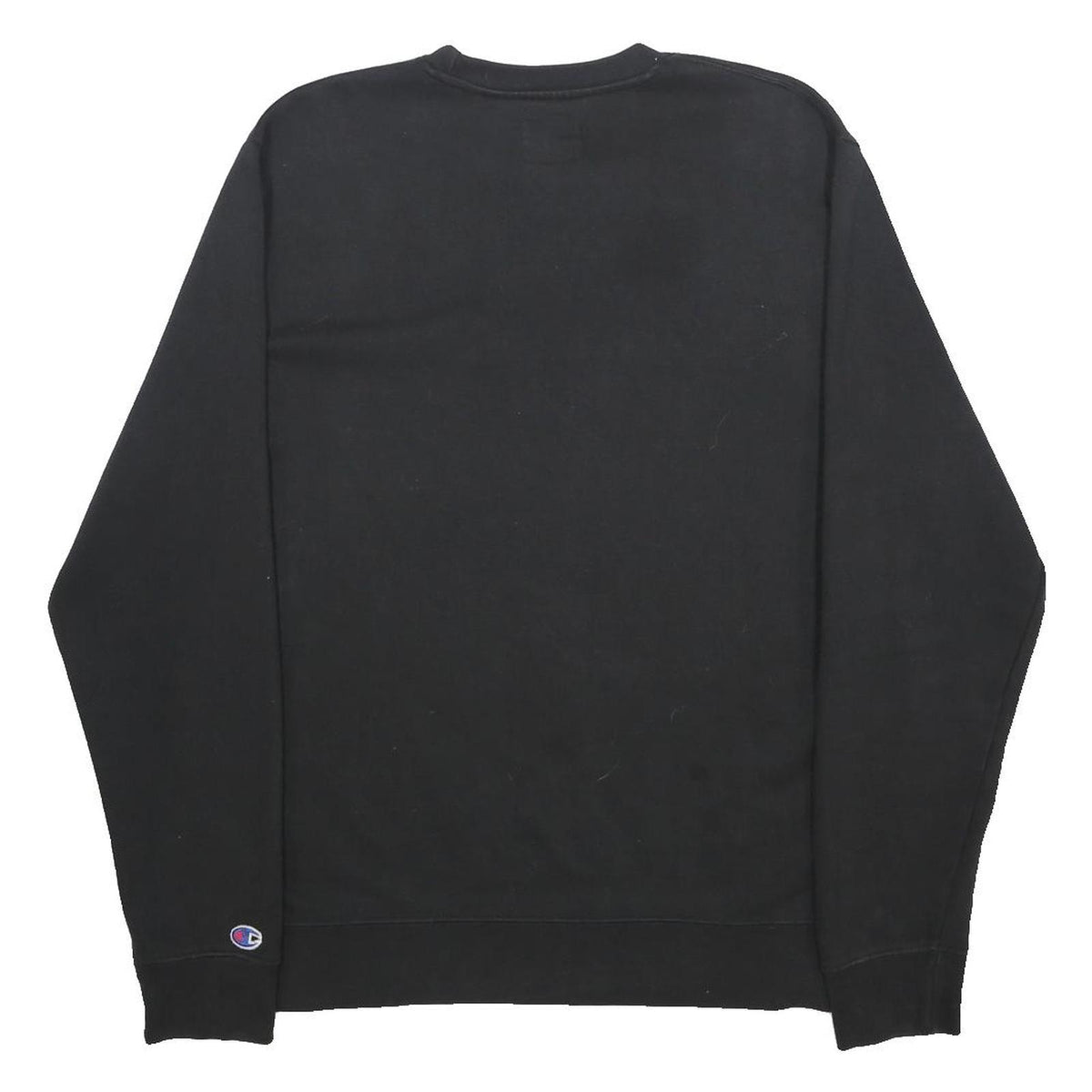 CHAMPION Mens Black Crew Neck L Sweatshirt Cotton Blend Pullover Logo