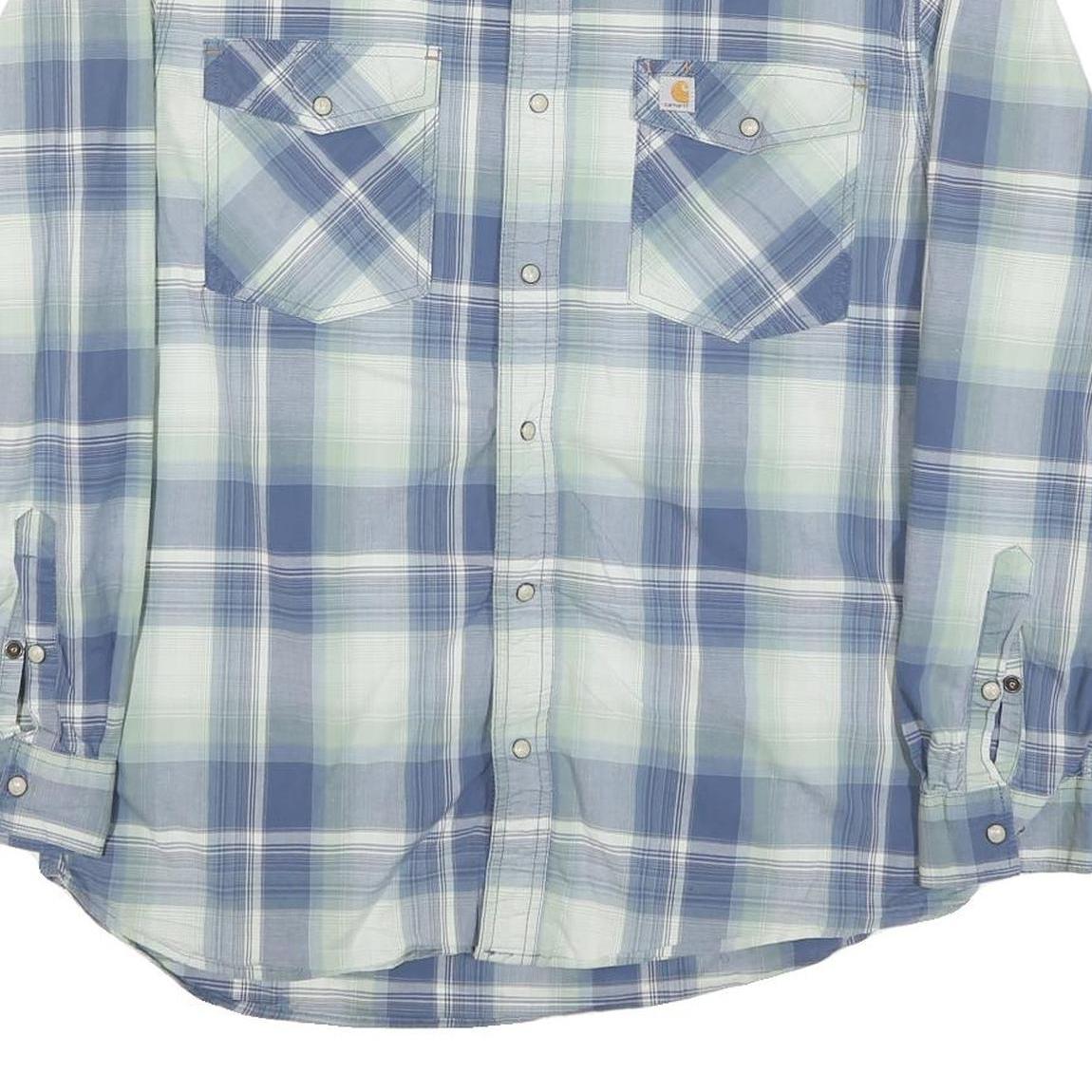 CARHARTT Mens Blue & Cream Check Shirt L Cotton Blend Casual Workwear