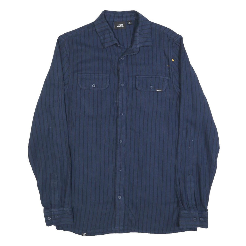 VANS Mens Blue & Black Striped Shirt S Cotton Blend Casual Button Up