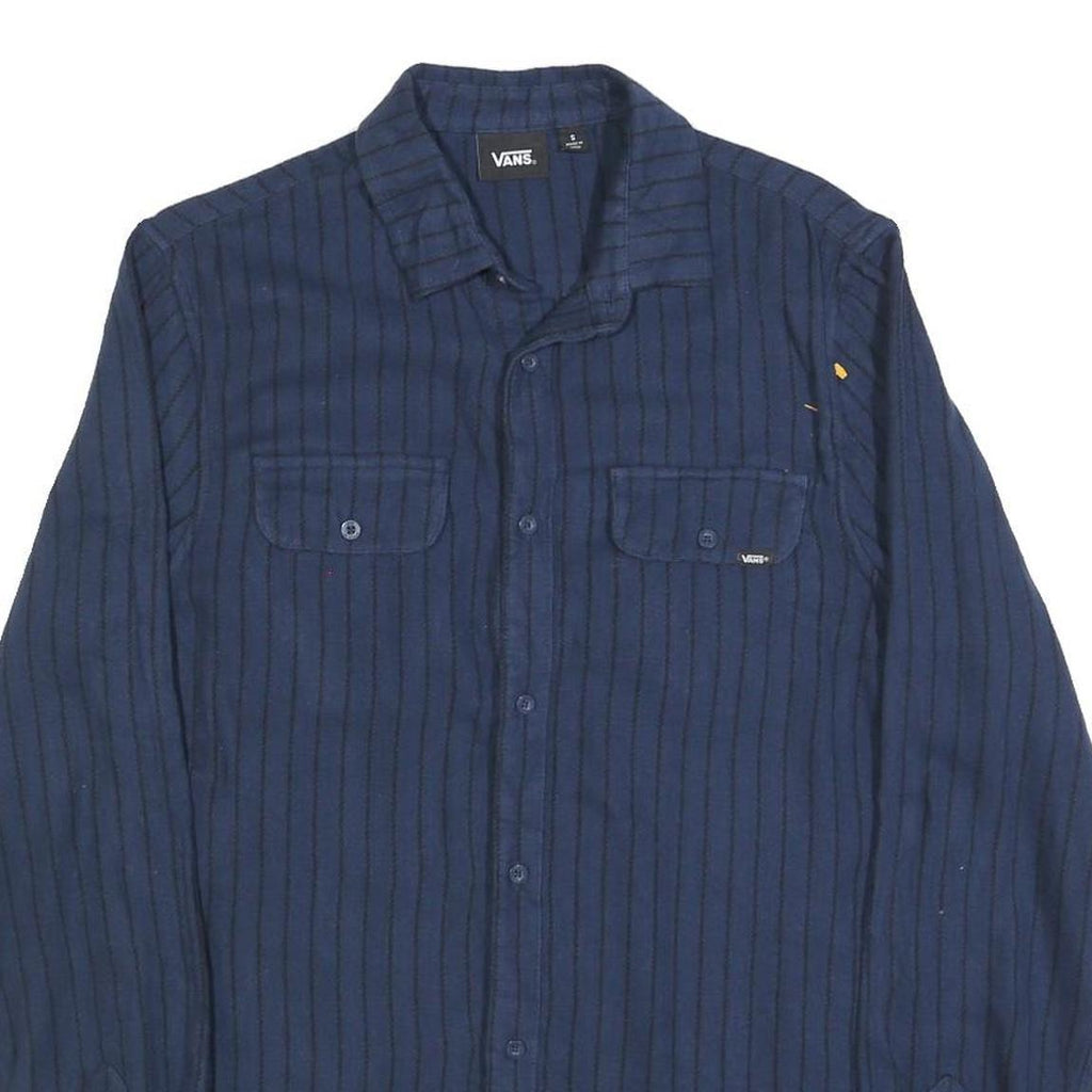 VANS Mens Blue & Black Striped Shirt S Cotton Blend Casual Button Up