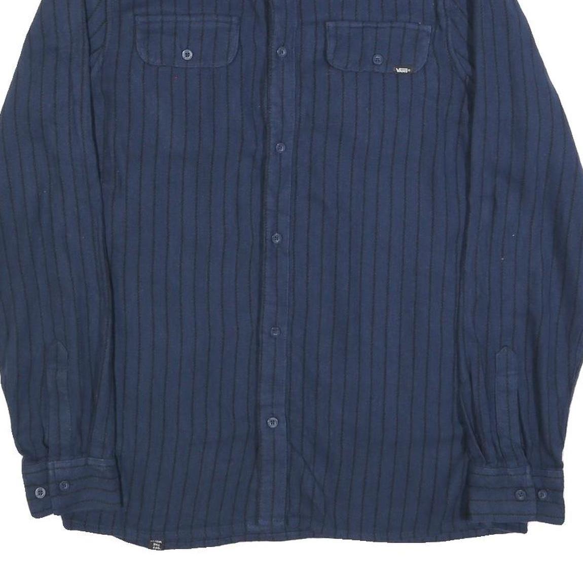 VANS Mens Blue & Black Striped Shirt S Cotton Blend Casual Button Up