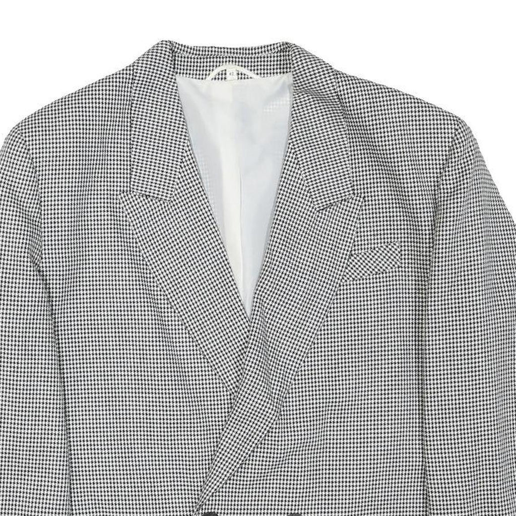 THE LEGEND Womens Black & White Houndstooth Double Breasted Jacket M Polyester