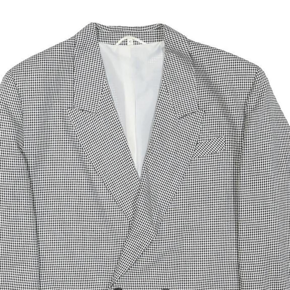 THE LEGEND Womens Black & White Houndstooth Double Breasted Jacket M Polyester