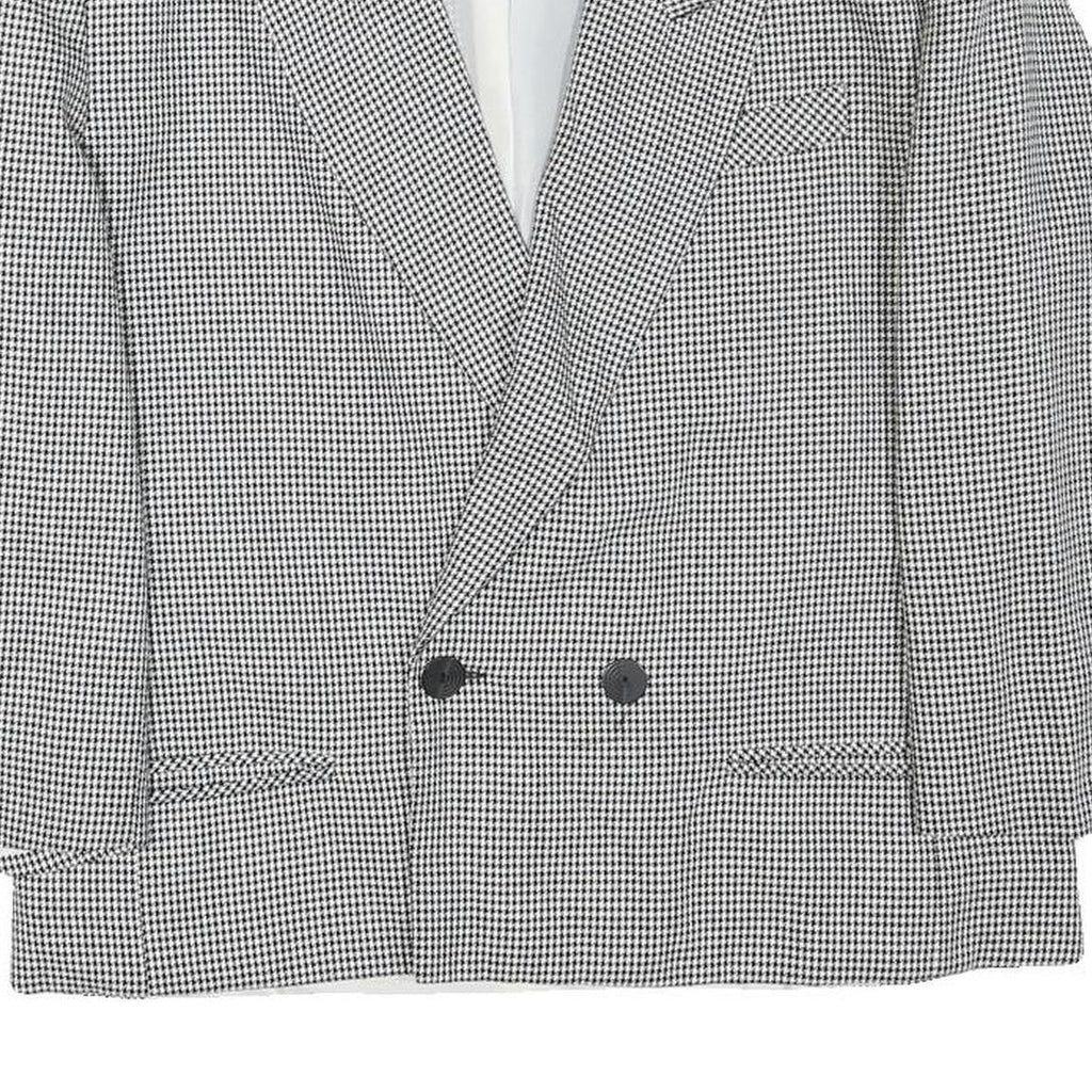 THE LEGEND Womens Black & White Houndstooth Double Breasted Jacket M Polyester
