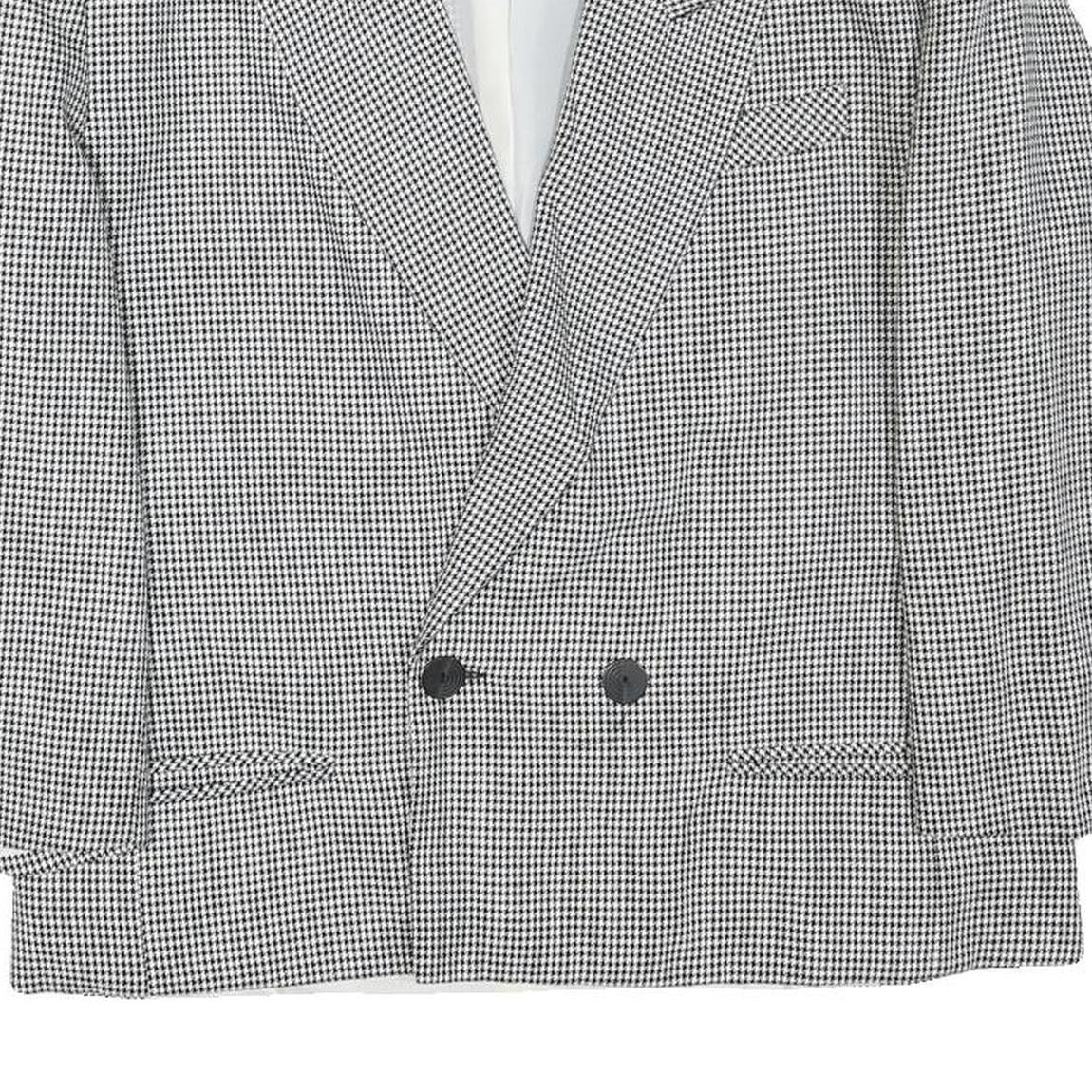 THE LEGEND Womens Black & White Houndstooth Double Breasted Jacket M Polyester